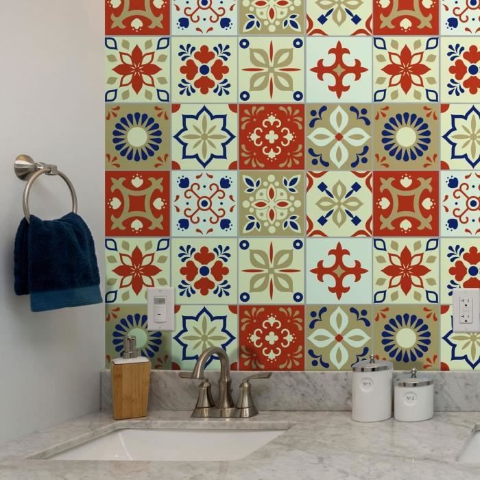 Decormat Vinyle Carrelage Autocollant Peel And Stick Lot De 9 Carreaux