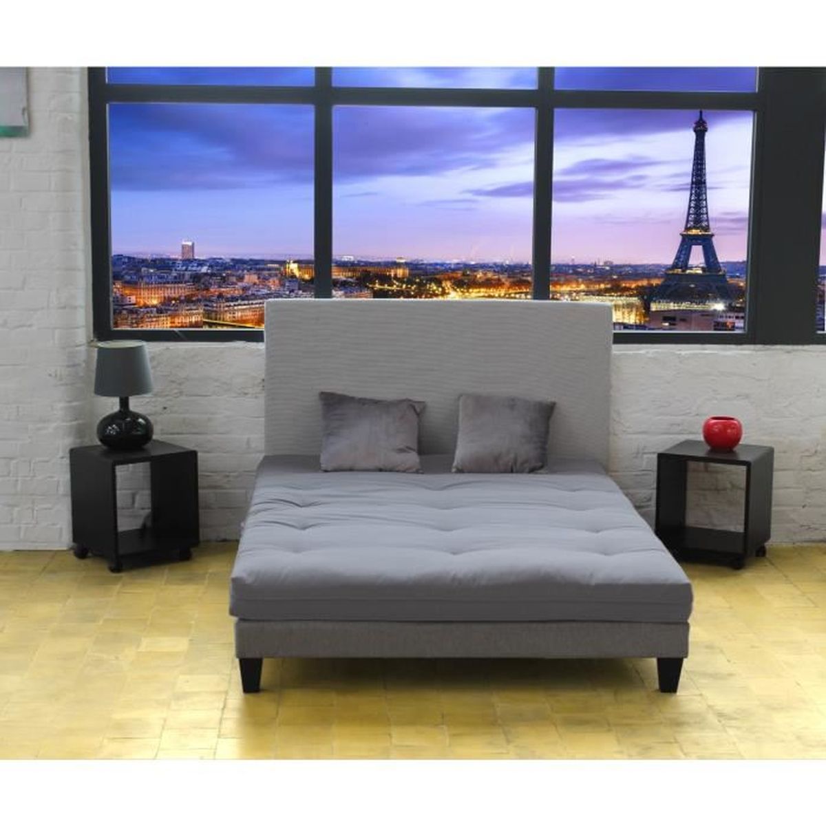 Matelas Futon Gris Clair En Coton 180x200 Achat Vente Futon Cdiscount