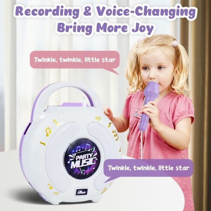 Haut-parleur de machine de karaoké pour enfants avec 2 microphones et  bretelles réglables Ensemble de lecteur de musique éducatif