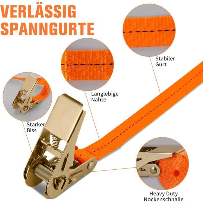 Sangle D'Arrimage 2,5 Cm X 20 M - Polyester Résistant - Pour Transport, Déménagement, Moto