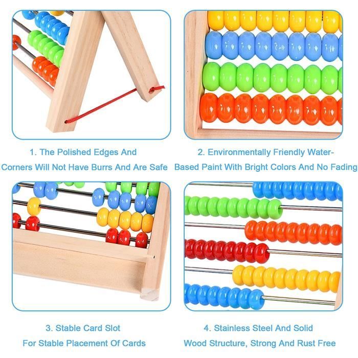 Generic Boulier en bois Abacus pour enfants, 100 perles
