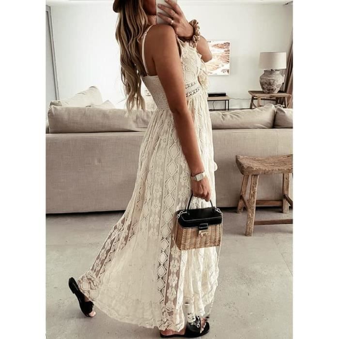 Robe dentelle longue blanche clearance