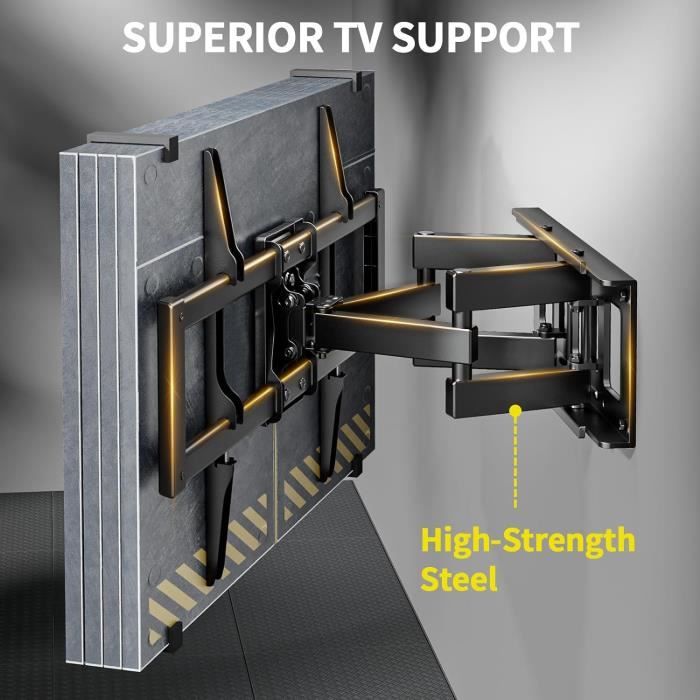 Support Mural TV Ultra Fin 37 à 140 Pouces - Charge 125 Kg, VESA 1200x800 - Noir