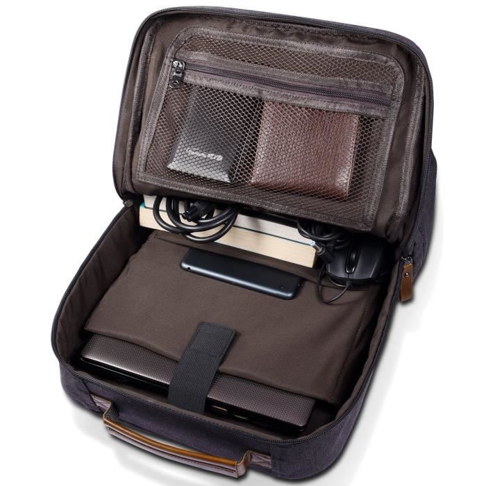 Sac à Bandoulière Convertible En Sac à Dos Pour Ordinateur 17,3 Pouces – Toile Imperméable – Pour Homme, Usage Quotidien - 11