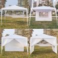 Tonnelle imperméable de jardin-Tente de reception avec 4 cotés-3x3m-blanc-3