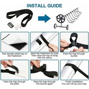 Nudorpn Lot De 6 Sangles De Protection Pour Bâche Piscine - Enrouleur Avec Pinces Et Bandes De Fixation