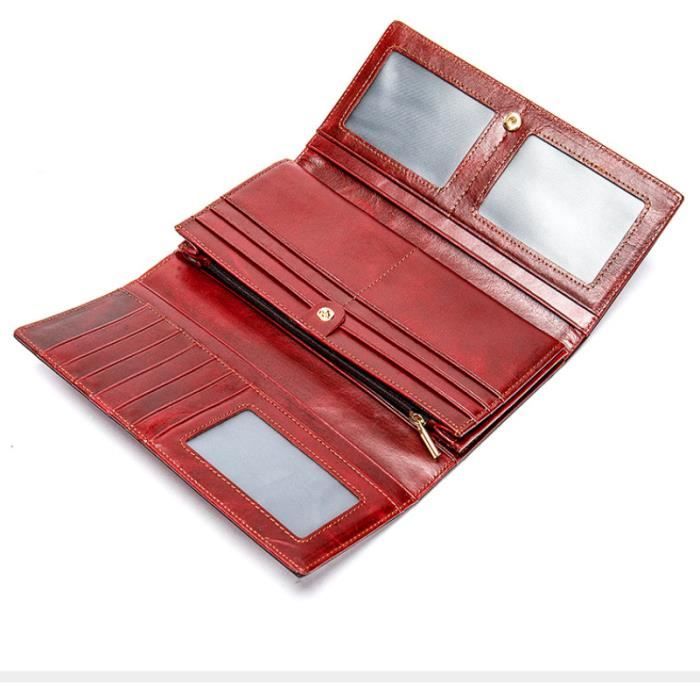 Portefeuille En Cuir de Vachette Couche Sup rieure Rouge Pour