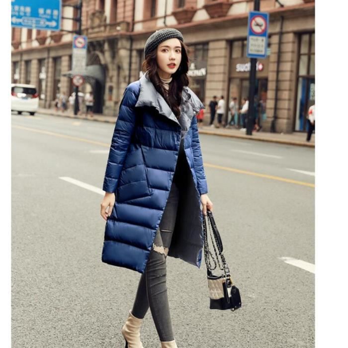 Manteau veste caban double face hiver col haut Couette canard blanc double bol veste chaude Manteau neige femme