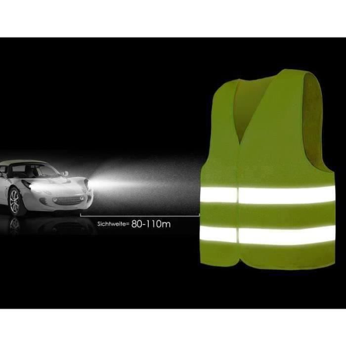 POWZOO Gilet De Sécurité Jaune - 10 Pièces - Haute Visibilité 360° - Réfléchissant - Taille Unique