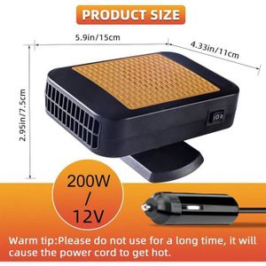 Chauffage Voiture 12V 600W-800W 3 Trous - Dégivrage Rapide Et Chauffage Puissant Hiver