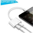 2 en 1 Adaptateur de Lightning,Double Lightning Casque Chargeur Convertisseur pour Apple iPhone X / 8 Plus / 8 / 7 Plus / 7 Blanc-0