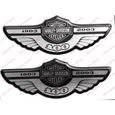 Adesivi Compulsivi Lot de 2 stickers du logo Harley Davidson 100ème anniversaire 1903-2003, en résine effet 3D couleur argentéPou-0