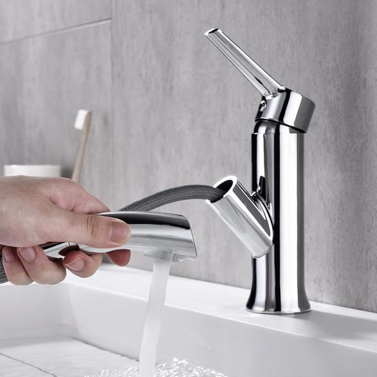 Auralum Salle de Bain avec Douchette Extractible Flexible de Lavabo