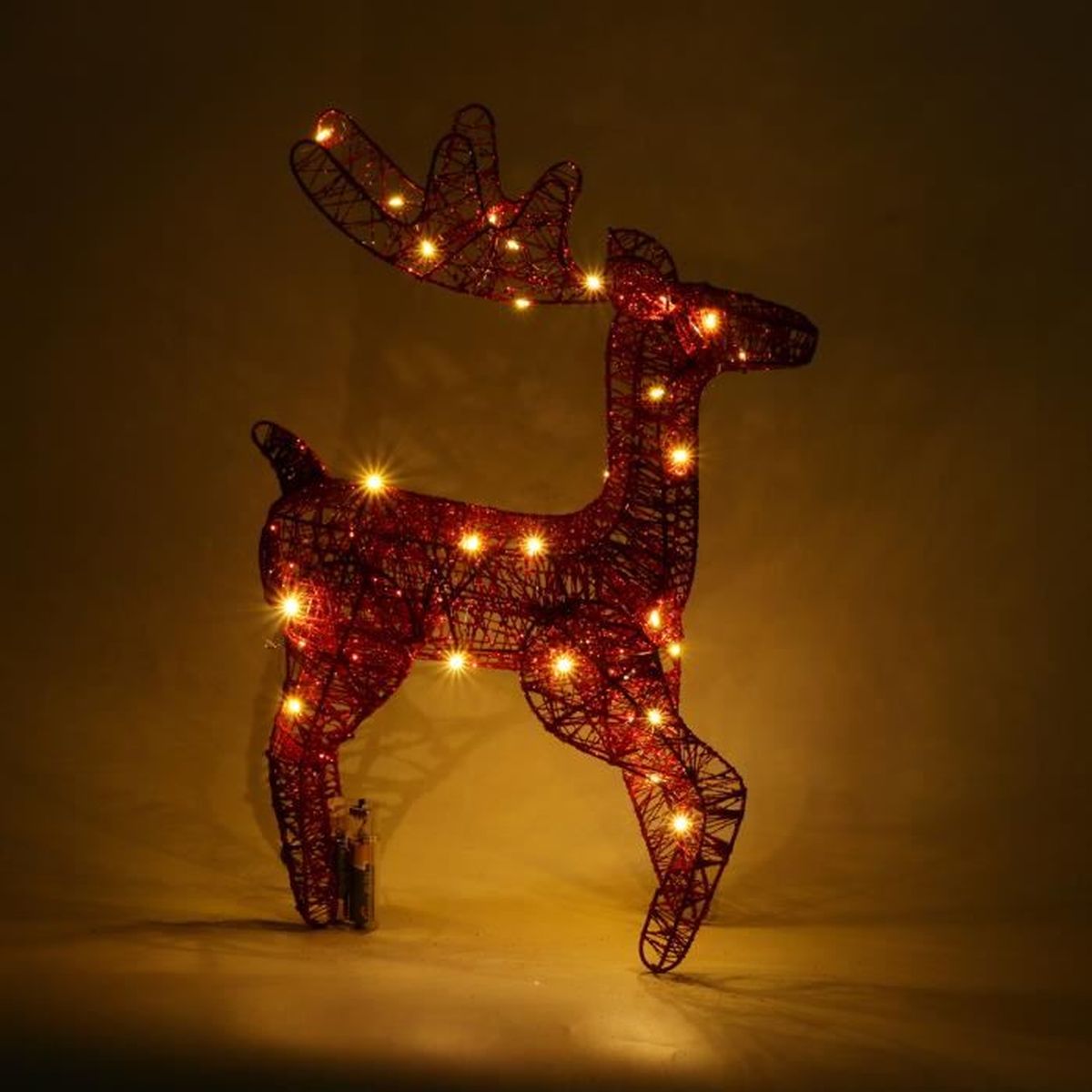 Décoration de Cerf Rouge de Noël en fer avec lumières chaudes, cerfs