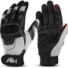 ADM. ADM Gants Moto Scooter En Cuir Homologués CE + Logo Motard Équipement Souple & Respirant - Blanc & Noir