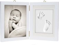 Kit souvenir de cadre photo blanc imprimé en argile pour les mains et les pieds de bébé - Chuckle - Cadeau pour baby shower