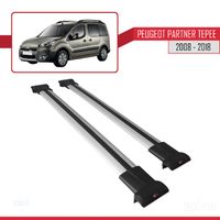 Compatible avec Peugeot Partner Tepee 2008-2018 Barres de Toit FLY Modèle Railing Porte-Bagages de voiture GRIS