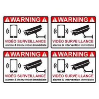 alarme vidéo surveillance lot de 4 4632 autocollant adhésif sticker - Taille : 4 cm