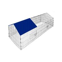 Enclos pour lapin bleu cage à lapin parc à lapin métal extérieur 180x75 cm Toit Amovible avec bâche protection UV