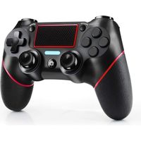 Manette PS4, PC Pro/Slim/USB, casque sans fil/3,5 mm, poignée antidérapante et indicateur LED-noir rouge