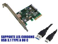 Carte  PCI Express PCIe vers USB 3.1 10GB 2 ports externes : 1x Type A + 1x Type C avec Chipset ASM1142