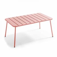 Table basse de jardin en acier thermolaqué Palavas - OVIALA - Argile - 90 x 50 x 40 cm