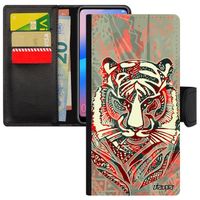 Coque pour A50 cuir tigre azteque animal bengal Rouge tribal predateur pastel ethnique fauve smartphone case plume de Samsung