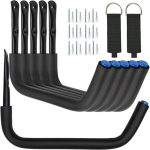 KAYAK Black Support mural de rangement pour kayak - Crochets de rangement pour garage - Cintres de garage robustes pour accrocher