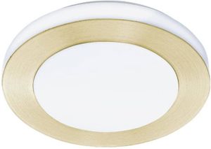 PLAFONNIER Luminaire plafonnier Capri panneau LED en acier blanc et laiton brossé plastique blanc lampe de plafond arrondie pour salle [J5778]