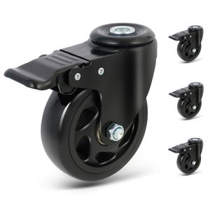 Lot De 4 Roulettes Pivotantes HTR - Diamètre 200mm, Charge 1200kg, Polyuréthane Rouge - Neuf