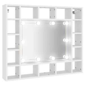 ARMOIRE DE CHAMBRE Armoire de miroir avec LED Blanc 91x15x76,5 cm-AKO7793394341455