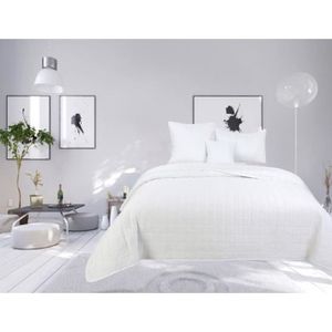 Couvre-lit réversible matelassé couvre-lit 3 pièces 180x220 double face 2 taies doreiller couverture de lit Tavira Bleu Blanc
