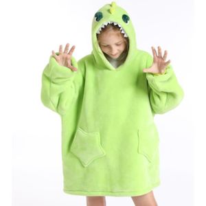 COUVERTURE - PLAID Kalavika Sweat à capuche Robe Enfant Couverture en peluche à manches TV plaids Robe de chambre Doux chaud, Dinosaure