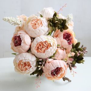 FLEUR ARTIFICIELLE Pivoines roses pâles 2 pcs Pivoines en soie Faux bouquet de fleurs Fleurs décoratives