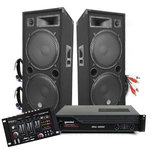 Amplificateur sono - audioclub ac3000 - 2 x 1500w + table de mixage ibiza  sound dj21 4 voies usb - câble rca + pc - Conforama