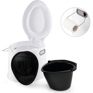 WC - TOILETTES WC Portable de Camping - GOPLUS - Capacité de 5L - Charge 200KG - Toilette Sèche avec Couvercle - Seau Amovible - Blanc