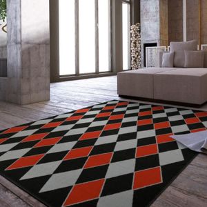 Tapis Salon Losanges Rouge Et Gris Universol Achat Vente