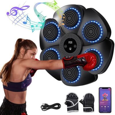 Machine De Boxe Musicale LED – Bluetooth, 9 Vitesses/Modes, Compteur, Mural, Avec Gants, Pour Enfants & Adultes