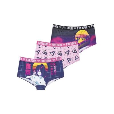 Shorty femme FREEGUN Lot de 3 Ultra doux et respirant Multicolore Violet Cdiscount Pret a Porter