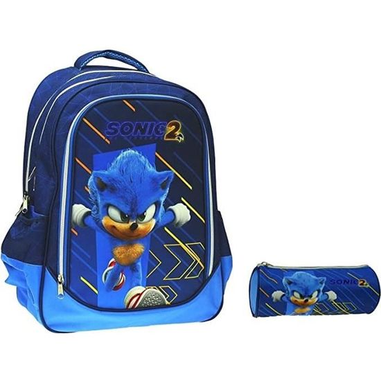 Sac à Dos Enfant Sonic Bleu - 29 Cm, Polyester, Bretelles Ajustables, Poches Multiples, Maternelle, Sorties - 3