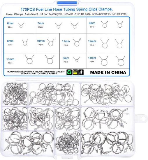 Clips à Ressort En Acier Inoxydable 304 - Lot De 25 Pour Tuyaux Carburant/eau - Diamètre Intérieur 9 Mm - Pour Moto, Scooter, Jardin
