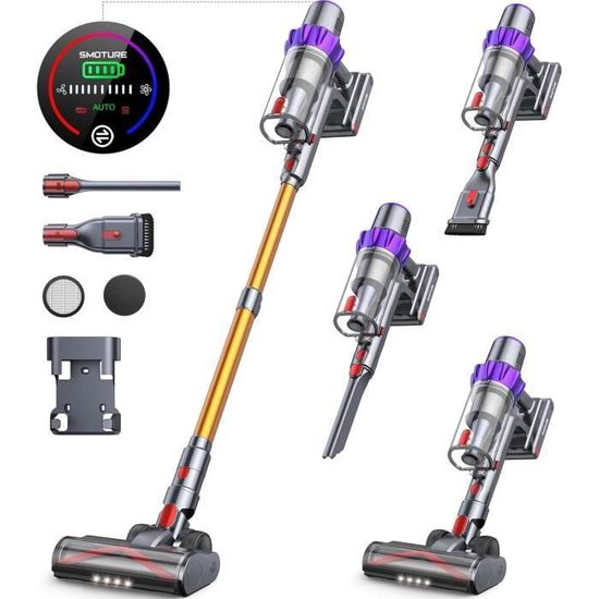 Aspirateur Balai Sans Fil, 40000Pa/500W Aspirateur Sans Fil, Batterie Amovible 80Mins, 6 En 1