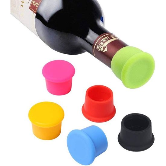Bouchon à Vin en Silicone,5 Pièces Bouchons de Bouteille de Vin en Silicone,Bouchon de Bouteille