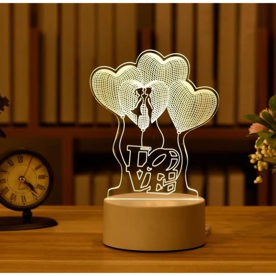 Joellfuner Veilleuse 3D Acrylique Personnalisable - Lampe LED USB 16 Couleurs, Effet Illusion, Tableau Effaçable, Idéale Cadeau Enfant Ou Déco Chambre