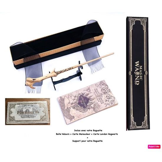 Baguette Voldemort Lumineuse 37 Cm - 5 Couleurs, Chargement USB, Coffret Cadeau Avec Ticket (Harry Potter)