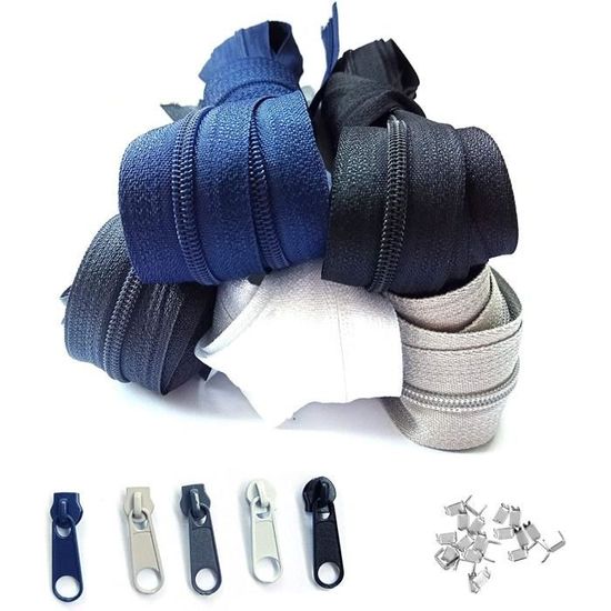 Fermeture éclair Sans Fin En Nylon 3 Mm 15 M 3 Couleurs Avec Fermeture éclair Et Embout