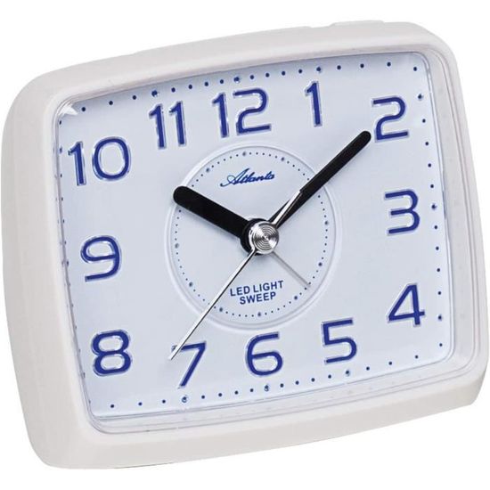 Atlanta Réveil Analogique Silencieux – Lumière LED Bleue, Sans Tic-Tac, Snooze, Design Gris Élégant 1979-4