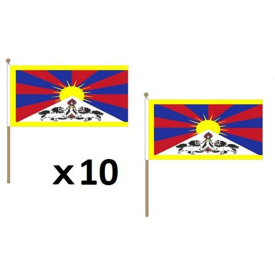 Lot de 10 Drapeau Tibet 45x30cm Hampe - tibétain - Cdiscount Maison