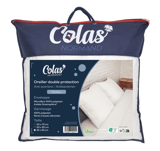 Lot De 4 Oreillers Anti-acariens 60x60cm - Traitement Antibactérien - Garnissage Polyester - Fabriqué En France