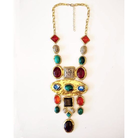 Collier Ras-du-cou Ethnique Avec Perles Tribales - Alliage Et Perles, Longueur 45+5 Cm